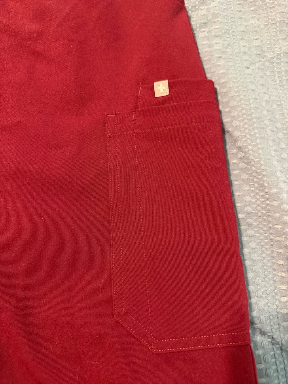 Figs Women's Track Joggers in Deep Red with Drawstring - Picture 3 of 9